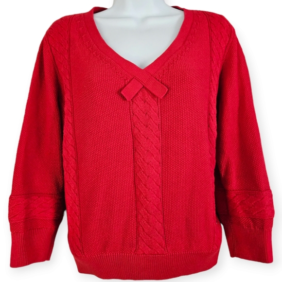 Lacoste Sweaters - Vintage Lacoste red cable knit cotton sweater Womens Medium 36